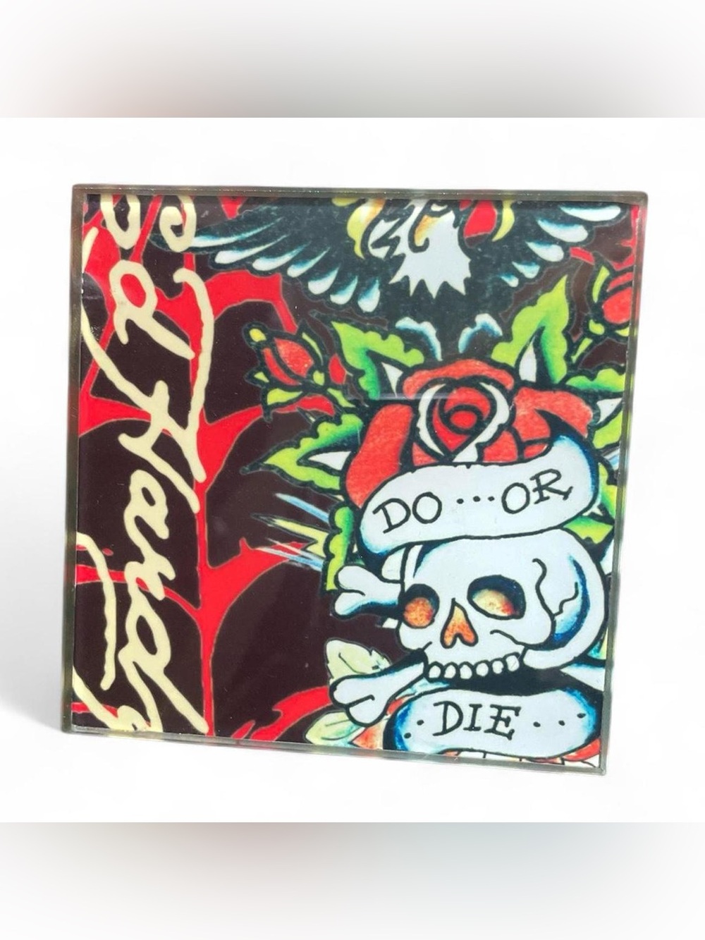 Ed Hardy Skull Tile Coasters in Black, Red, White, Green, Blue - Picture 5 of 5